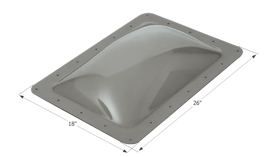 12080 – ICON Skylight, 4 Inch High Bubble Type Dome Rectangular For 22 Inch Length x 14 Inch Width Opening 26 Inch Le...
